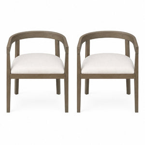 English Elm Trexm Sculptural Arm Dining Chairs Rubberwood Frame Padded Upholstered Seat Pair Espresso Set of 2 N715P466151P