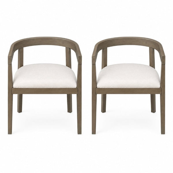 English Elm Trexm Sculptural Arm Dining Chairs Rubberwood Frame Padded Upholstered Seat Pair Espresso Set of 2 N715P466151P