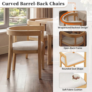 English Elm Trexm Sculptural Arm Dining Chairs Rubberwood Frame Padded Upholstered Seat Pair Natural Set of 4 N715P466152N