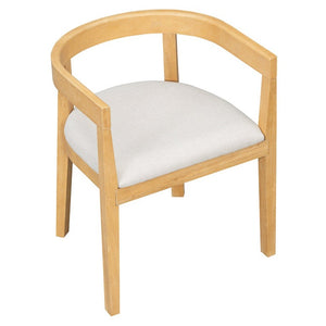 English Elm Trexm Sculptural Arm Dining Chairs Rubberwood Frame Padded Upholstered Seat Pair Natural Set of 4 N715P466152N