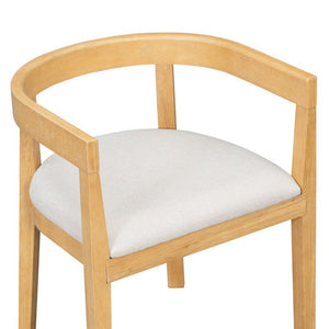 English Elm Trexm Sculptural Arm Dining Chairs Rubberwood Frame Padded Upholstered Seat Pair Natural Set of 4 N715P466152N