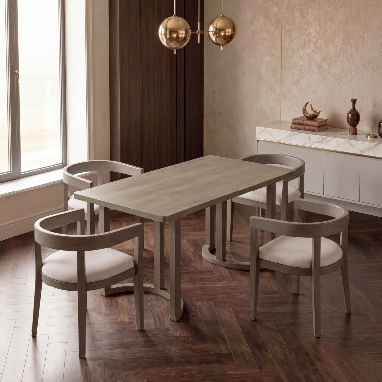 English Elm Trexm Upholstered Dining Chair Set of 4 Wraparound Back Rubberwood Frame Espresso N715P466152P