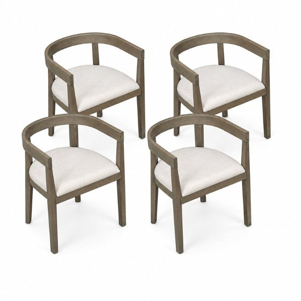English Elm Trexm Upholstered Dining Chair Set of 4 Wraparound Back Rubberwood Frame Espresso N715P466152P