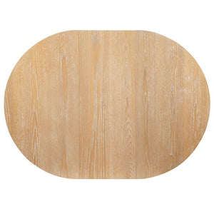 English Elm Trexm Extendable Round Dining Table Oak Veneer Rubberwood Farmhouse Seats Six Natural Wood Wash N715P473741D