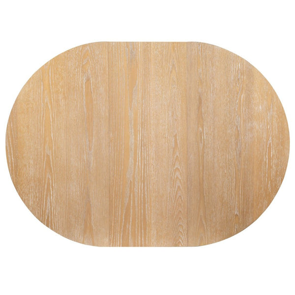 English Elm Trexm Extendable Round Dining Table Oak Veneer Rubberwood Farmhouse Seats Six Natural Wood Wash N715P473741D
