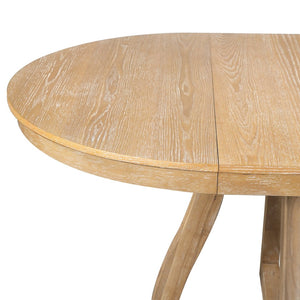 English Elm Trexm Extendable Round Dining Table Oak Veneer Rubberwood Farmhouse Seats Six Natural Wood Wash N715P473741D