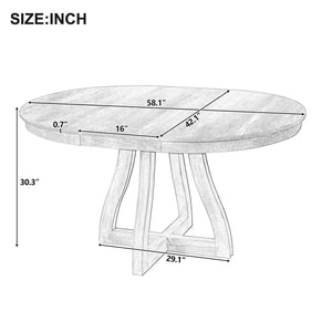 English Elm Trexm Extendable Round Dining Table Oak Veneer Rubberwood Farmhouse Seats Six Natural Wood Wash N715P473741D