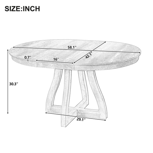 English Elm Trexm Extendable Round Dining Table Oak Veneer Rubberwood Farmhouse Seats Six Natural Wood Wash N715P473741D