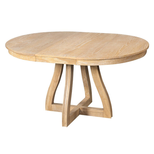 English Elm Trexm Extendable Round Dining Table Oak Veneer Rubberwood Farmhouse Seats Six Natural Wood Wash N715P473741D