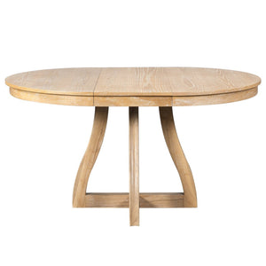 English Elm Trexm Extendable Round Dining Table Oak Veneer Rubberwood Farmhouse Seats Six Natural Wood Wash N715P473741D