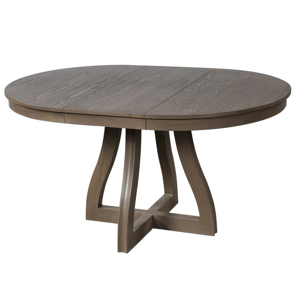 English Elm Trexm Extendable Round Dining Table Oak Veneer Rubberwood Farmhouse Seats Six Espresso N715P473741P