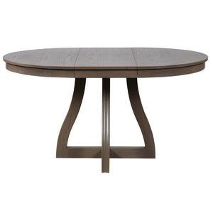 English Elm Trexm Extendable Round Dining Table Oak Veneer Rubberwood Farmhouse Seats Six Espresso N715P473741P