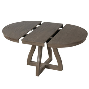 English Elm Trexm Extendable Round Dining Table Oak Veneer Rubberwood Farmhouse Seats Six Espresso N715P473741P