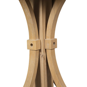 English Elm Trexm Farmhouse Dining Table Seats Six with Trestle Base and Oak Veneer Finish Natural Wood Wash N715P475469D