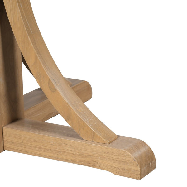 English Elm Trexm Farmhouse Dining Table Seats Six with Trestle Base and Oak Veneer Finish Natural Wood Wash N715P475469D
