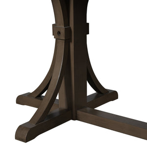 English Elm Trexm Farmhouse Dining Table Seats Six with Trestle Base and Oak Veneer Finish Espresso N715P475469P