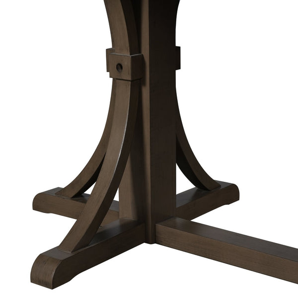 English Elm Trexm Farmhouse Dining Table Seats Six with Trestle Base and Oak Veneer Finish Espresso N715P475469P