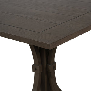 English Elm Trexm Farmhouse Dining Table Seats Six with Trestle Base and Oak Veneer Finish Espresso N715P475469P