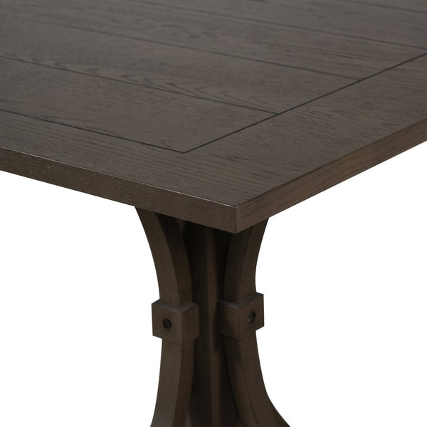 English Elm Trexm Farmhouse Dining Table Seats Six with Trestle Base and Oak Veneer Finish Espresso N715P475469P