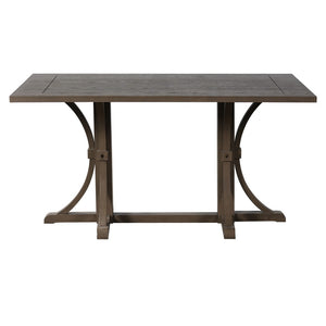 English Elm Trexm Farmhouse Dining Table Seats Six with Trestle Base and Oak Veneer Finish Espresso N715P475469P