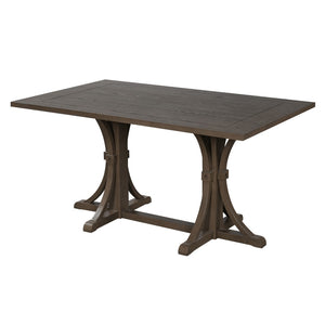 English Elm Trexm Farmhouse Dining Table Seats Six with Trestle Base and Oak Veneer Finish Espresso N715P475469P