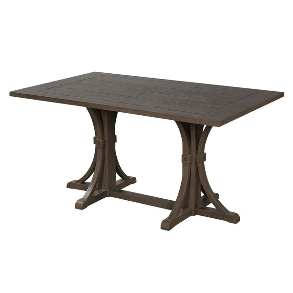 English Elm Trexm Farmhouse Dining Table Seats Six with Trestle Base and Oak Veneer Finish Espresso N715P475469P