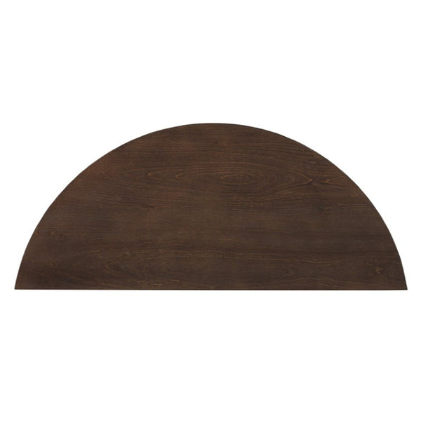 English Elm Trexm Fluted Half Moon Entryway Console with Birch Veneer Drawer and Open Shelving Espresso N715P482243P