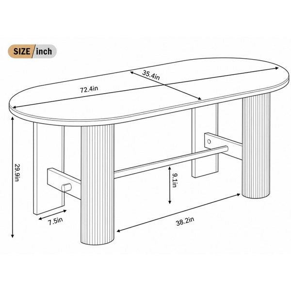 English Elm Trexm Oval Oak Veneer Dining Table Fluted Double Pedestal Base Farmhouse Warm Natural N715P487120N