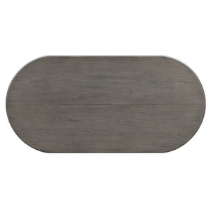 English Elm Trexm Oval Oak Veneer Dining Table Fluted Double Pedestal Base Farmhouse Warm Espresso N715P487120P