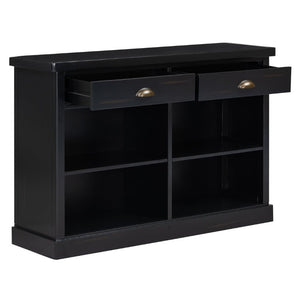 English Elm Trexm Farmhouse Console Table with Drawers Open Cubbies Acacia Entryway Hallway Espresso N715P497738B