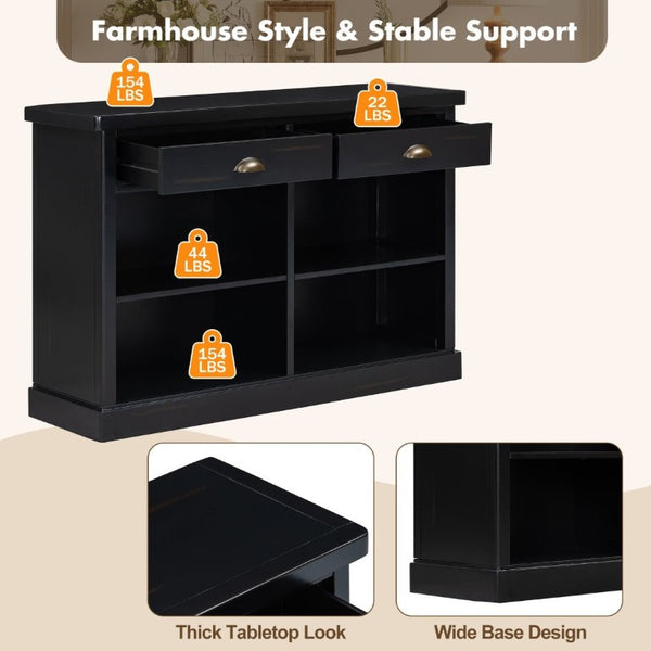 English Elm Trexm Farmhouse Console Table with Drawers Open Cubbies Acacia Entryway Hallway Espresso N715P497738B