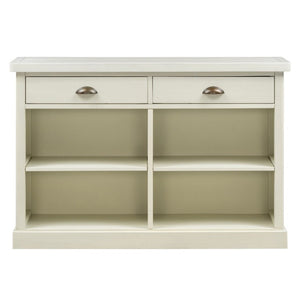 English Elm Trexm Farmhouse Console Table with Drawers Open Cubbies Acacia Entryway Hallway White N715P497738K