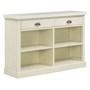 English Elm Trexm Farmhouse Console Table with Drawers Open Cubbies Acacia Entryway Hallway White N715P497738K