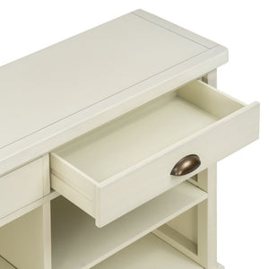English Elm Trexm Farmhouse Console Table with Drawers Open Cubbies Acacia Entryway Hallway White N715P497738K