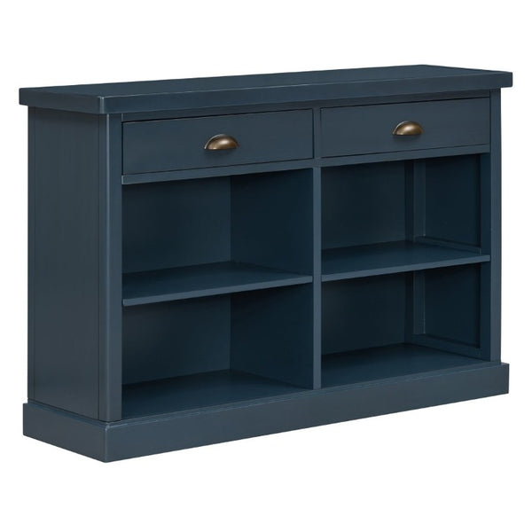 English Elm Trexm Farmhouse Console Table with Drawers Open Cubbies Acacia Entryway Hallway Navy N715P497738M