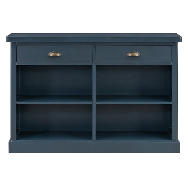 English Elm Trexm Farmhouse Console Table with Drawers Open Cubbies Acacia Entryway Hallway Navy N715P497738M