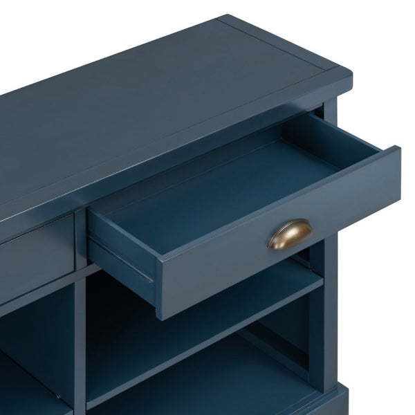 English Elm Trexm Farmhouse Console Table with Drawers Open Cubbies Acacia Entryway Hallway Navy N715P497738M