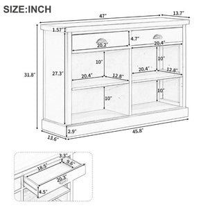 English Elm Trexm Farmhouse Console Table with Drawers Open Cubbies Acacia Entryway Hallway Navy N715P497738M