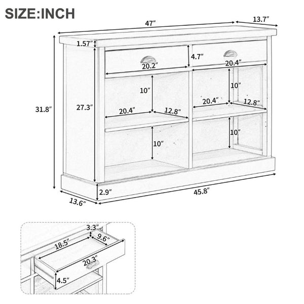 English Elm Trexm Farmhouse Console Table with Drawers Open Cubbies Acacia Entryway Hallway Navy N715P497738M