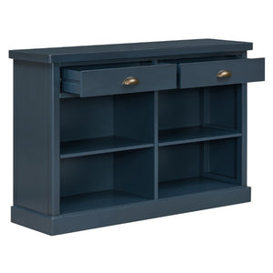 English Elm Trexm Farmhouse Console Table with Drawers Open Cubbies Acacia Entryway Hallway Navy N715P497738M