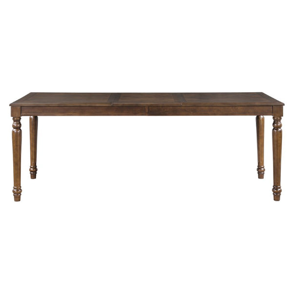 English Elm Trexm Parquet Veneer Rectangular Dining Table with Turned Rubberwood Legs Seats Six Walnut 78.7 inches MDF,Solid Wood N715P503381D