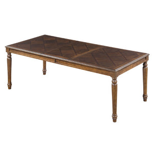 English Elm Trexm Parquet Veneer Rectangular Dining Table with Turned Rubberwood Legs Seats Six Walnut 78.7 inches MDF,Solid Wood N715P503381D
