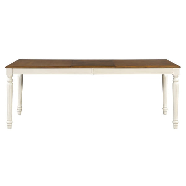 English Elm Trexm Farmhouse Rectangular Dining Table Rubberwood Turned Legs Seats 8 Guests N715P503381N