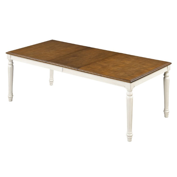 English Elm Trexm Farmhouse Rectangular Dining Table Rubberwood Turned Legs Seats 8 Guests N715P503381N