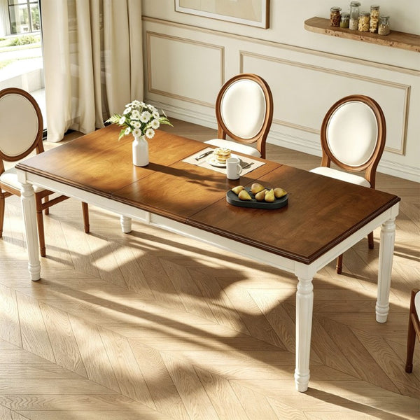 English Elm Trexm Farmhouse Rectangular Dining Table Rubberwood Turned Legs Seats 8 Guests N715P503381N