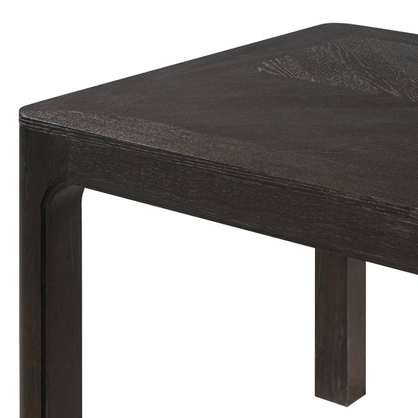 English Elm Trexm Oak Veneer Parquet Dining Table with Rubberwood Legs for Everyday Entertaining Espresso 60 inches Solid Wood N715P532641B