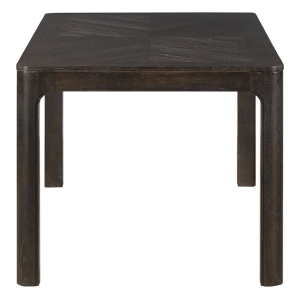 English Elm Trexm Oak Veneer Parquet Dining Table with Rubberwood Legs for Everyday Entertaining Espresso 60 inches Solid Wood N715P532641B