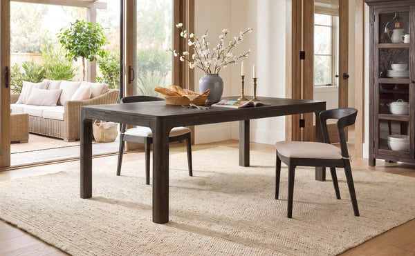 English Elm Trexm Oak Veneer Parquet Dining Table with Rubberwood Legs for Everyday Entertaining Espresso 60 inches Solid Wood N715P532641B