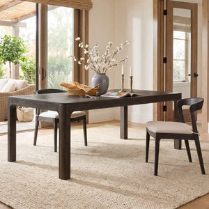 English Elm Trexm Oak Veneer Parquet Dining Table with Rubberwood Legs for Everyday Entertaining Espresso 60 inches Solid Wood N715P532641B