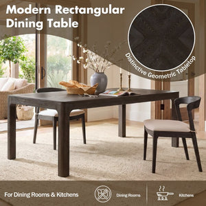 English Elm Trexm Oak Veneer Parquet Dining Table with Rubberwood Legs for Everyday Entertaining Espresso 60 inches Solid Wood N715P532641B